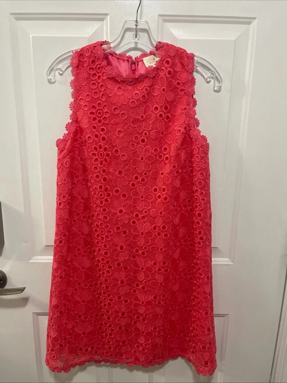 Kate Spade Shore Thing Lace Shift Sleeveless Floral Dress Coral Sorbet Sz6 Lined